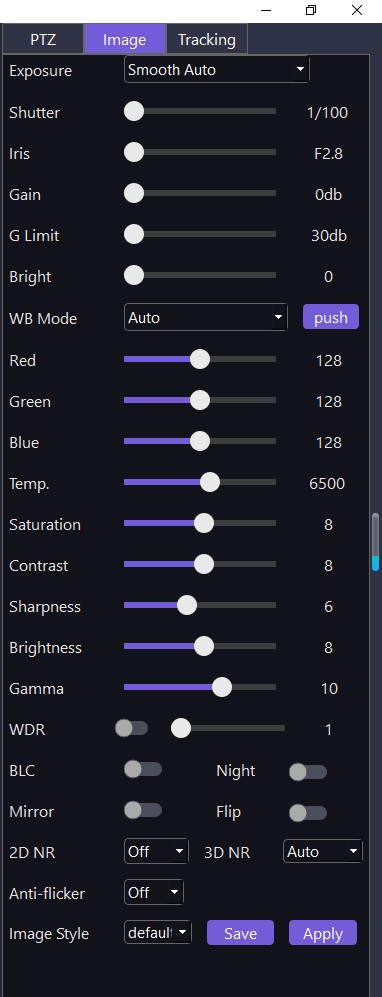 Image parameter adjustments