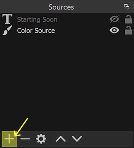 How to Add a Source in OBS step 1