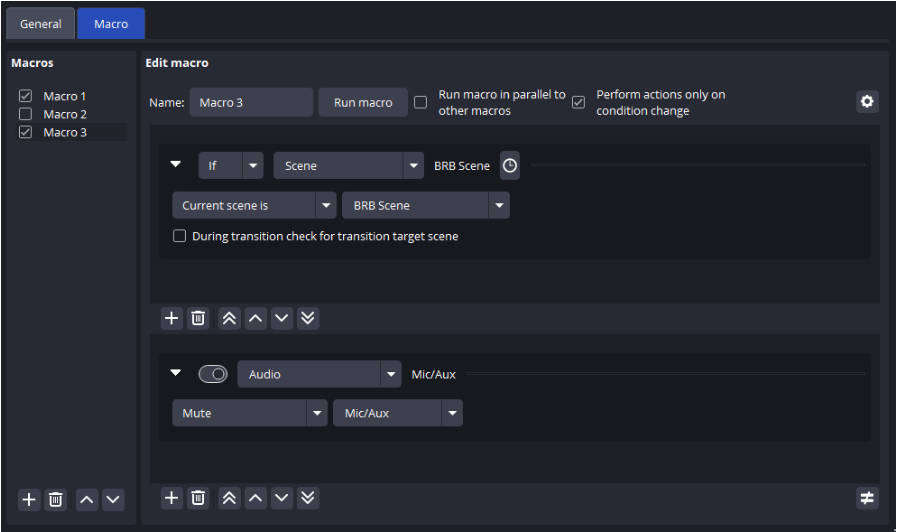 OBS macro tab