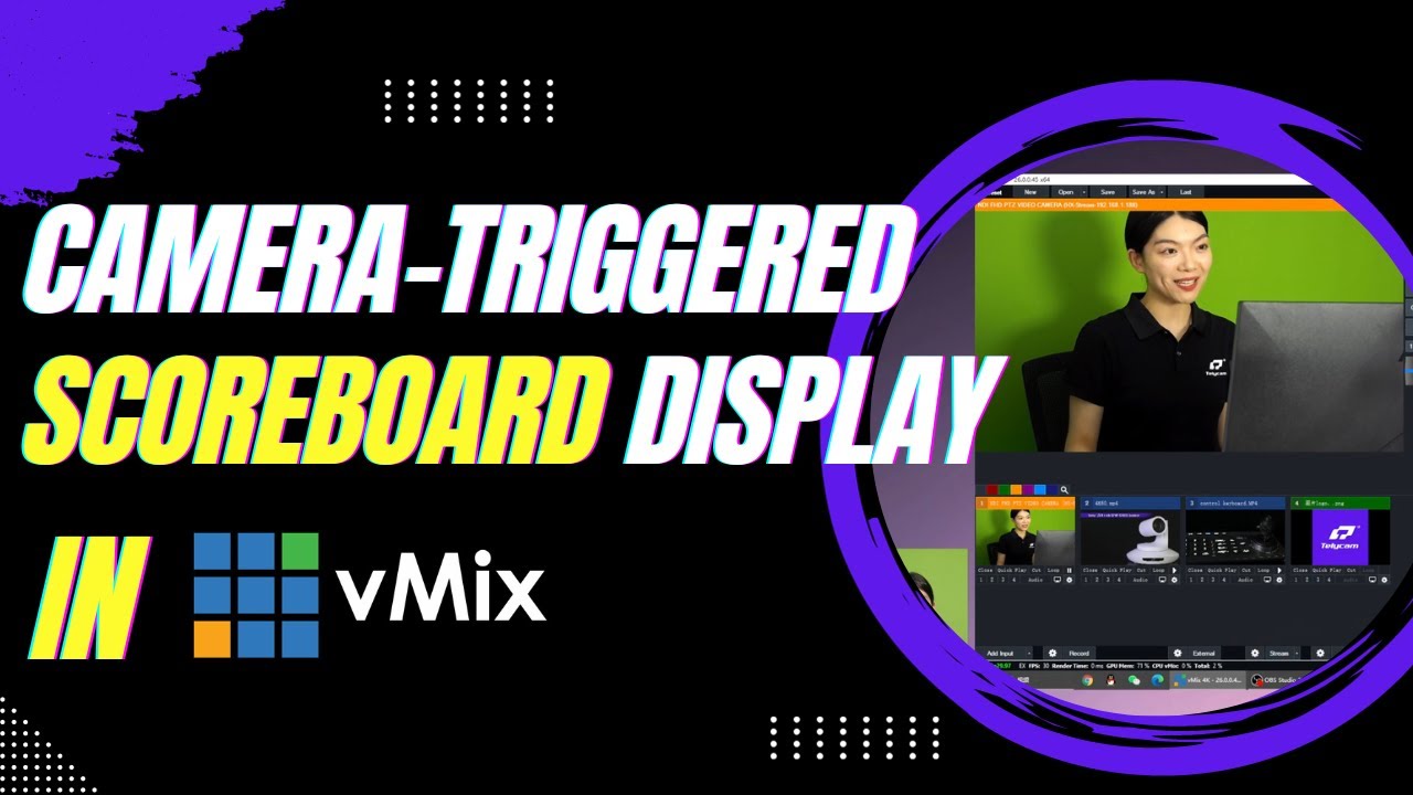 Camera-triggered scoreboard display in vMix