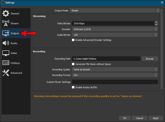 Video and audio bitrate configuration ,OBS Bitrate Settings