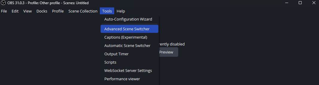 OBS tools advanced scene switcher