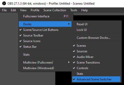 OBS advanced scene switcher Verify Installation