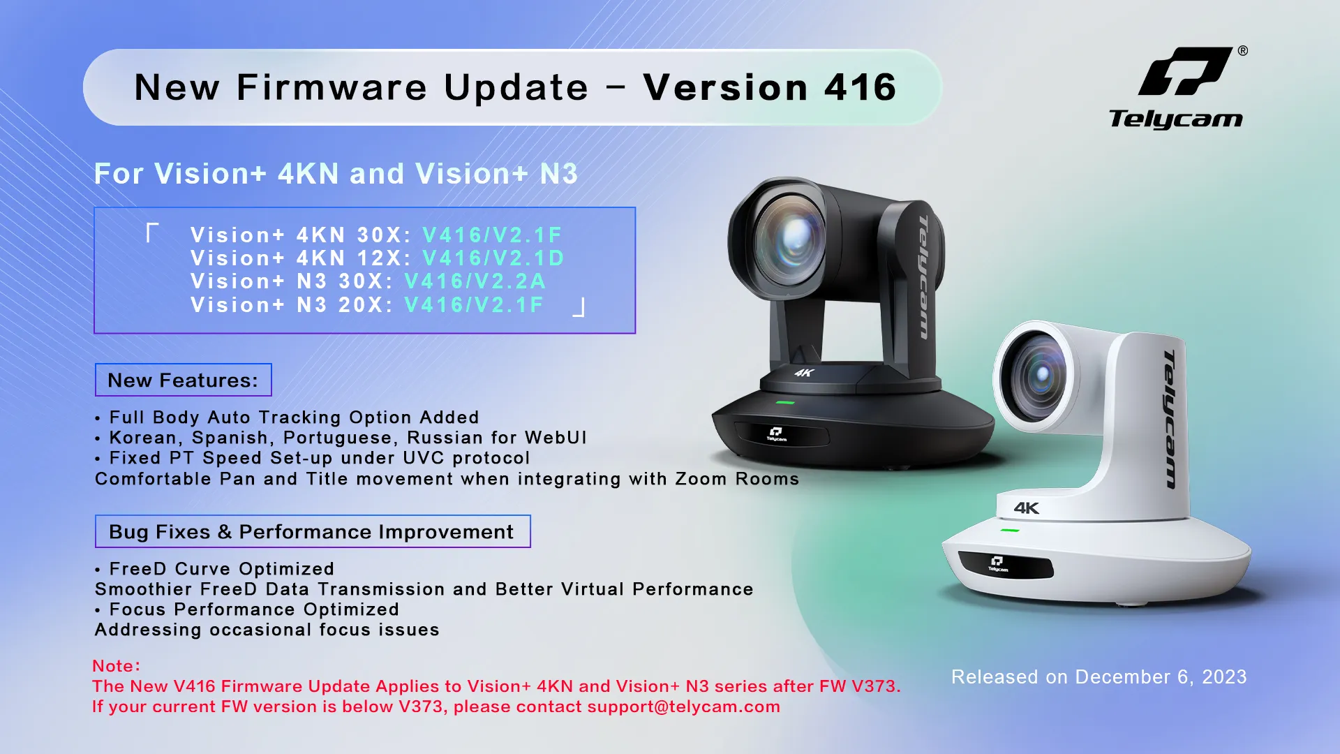 New Firmware Update – Version 416